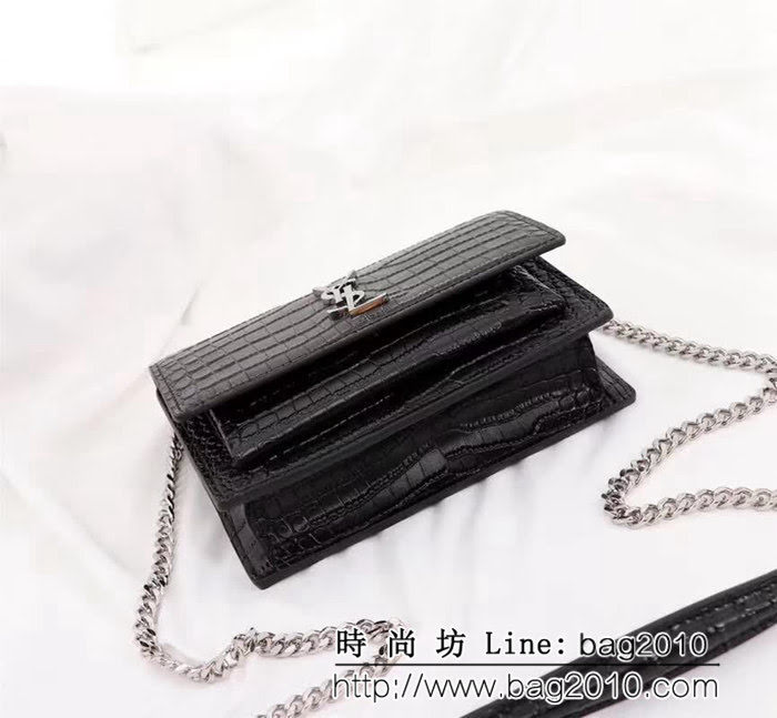 YSL聖羅蘭 頂級原版 最新迷你款 鱷魚紋鏈條小包 452157E YAS1053
